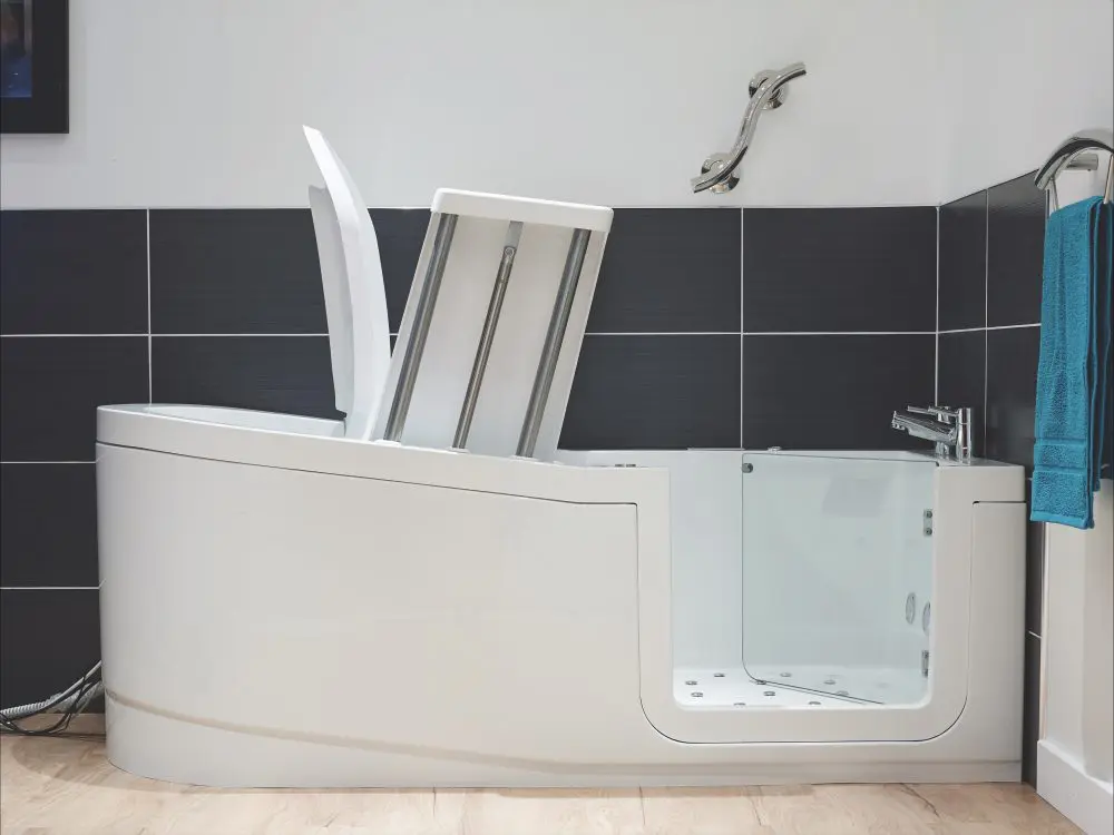 Easy riser walk in bath with power seat