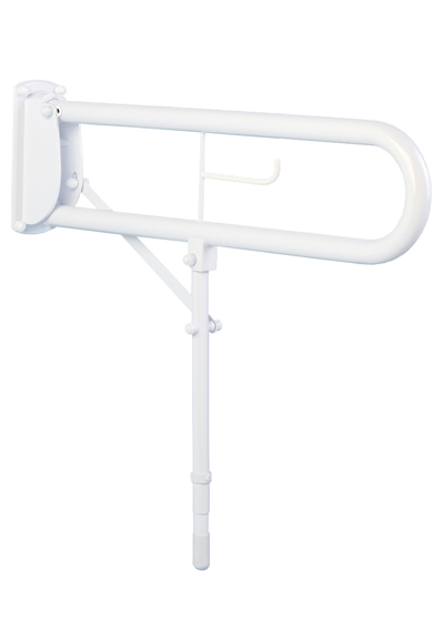 Hinged Arm Support with leg and toilet roll holder