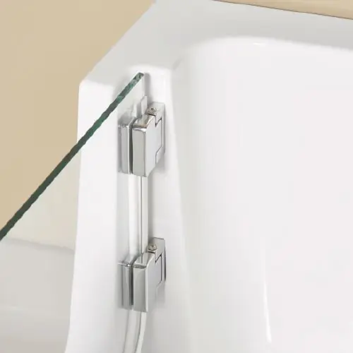 Lenis walk in shower bath close up of bath door hinge