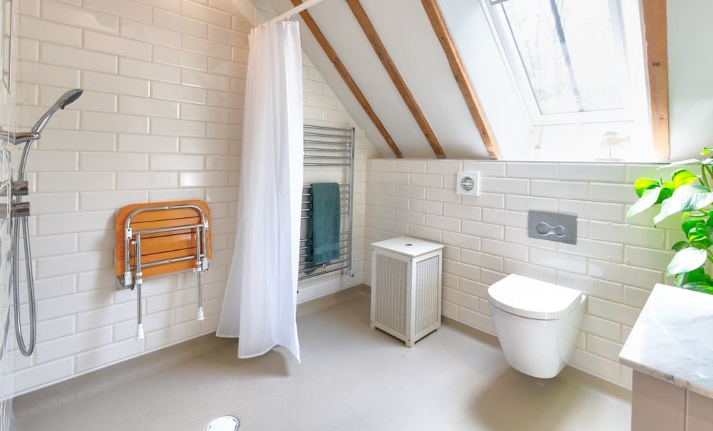 Photo of accessible wet room sensitively designed and installed in a beautiful barn conversion