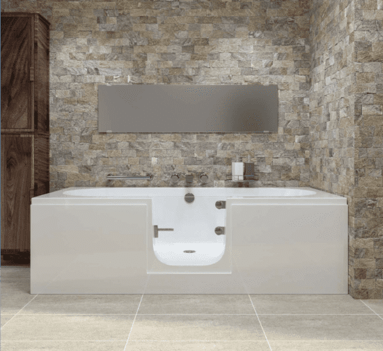 The Cortega double-ended full-length walk-in bath available with hydrotherapy features