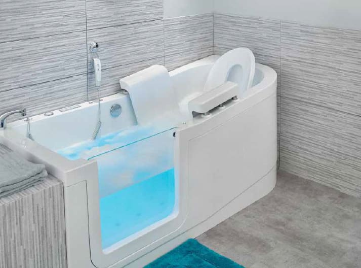 The Easy Riser walk-in bath with integrated seat that does not just lift the bather, but the backrest also reclines allowing the bather to get into a very relaxing position,. The Easy Riser can also be fitted with an optional air spa system