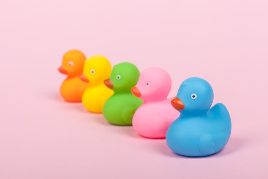 multicoloured rubber ducks