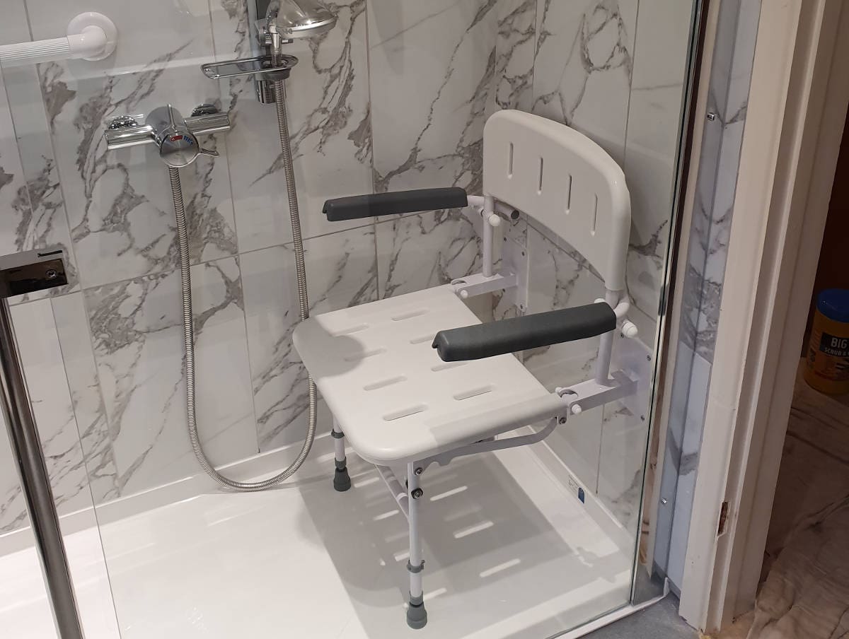 Shower chair and grab rails