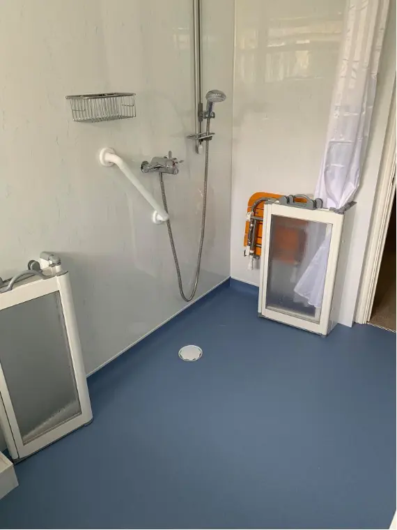 Accessible Shower With Grab Rails, Seats And Half Height Door