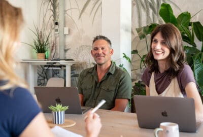 Meeting In The Solve Office With Director Lawrence And Team Member Mia Smiling