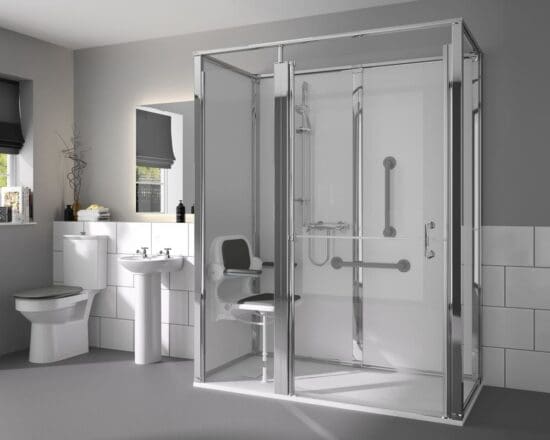 Onyx Care Pod cubicle with shower and seat